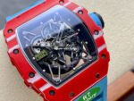 R7 Factory Richard Mille RM35-02 44.5mm Red Carbon Fiber Blue Rubber Strap Skeletonized Dial - Image 2