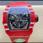 R7 Factory Richard Mille RM35-02 44.5mm Red Carbon Fiber Red Rubber Strap Skeletonized Dial