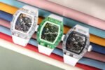 RM Factory Richard Mille RM 055 43mm Green Crystal White Rubber Strap Skeletonized White Dial - Image 9