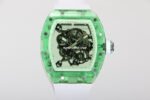 RM Factory Richard Mille RM 055 43mm Green Crystal White Rubber Strap Skeletonized White Dial
