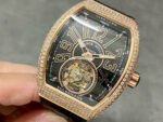 RMS Factory Franck Muller Vanguard Tourbillon V 45 T D NR 44mm Diamond Rose Gold Rubber Strap Black Skeleton Dial - Image 3