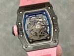 T+ Factory Richard Mille RM35-02 44.5mm Carbon Fiber Pink Rubber Strap Skeletonized Dial - Image 7