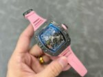 T+ Factory Richard Mille RM35-02 44.5mm Carbon Fiber Pink Rubber Strap Skeletonized Dial - Image 4
