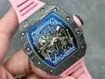 T+ Factory Richard Mille RM35-02 44.5mm Carbon Fiber Pink Rubber Strap Skeletonized Dial - Image 2