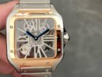 THB Factory Cartier Santos WHSA0012 39.8mm Full Steel Silver Roman Numerals Skeleton Dial