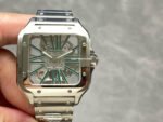 THB Factory Cartier Santos WHSA0028 39.8mm Full Steel Green Roman Numerals Skeleton Dial