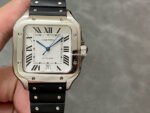 THB Factory Cartier Santos WSSA0018 39.8mm Steel Rubber Strap Roman Numerals Silver Dial