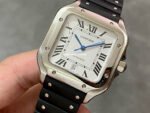 THB Factory Cartier Santos WSSA0018 39.8mm Steel Rubber Strap Roman Numerals Silver Dial - Image 3