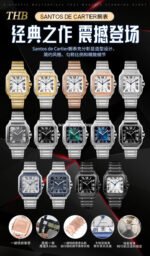 THB Factory Cartier Santos WSSA0047 39.8mm Steel Rubber Strap Roman Numerals Grey Dial - Image 11