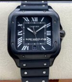 THB Factory Cartier Santos WSSA0039 39.8mm Steel Rubber Strap Roman Numerals Black Dial