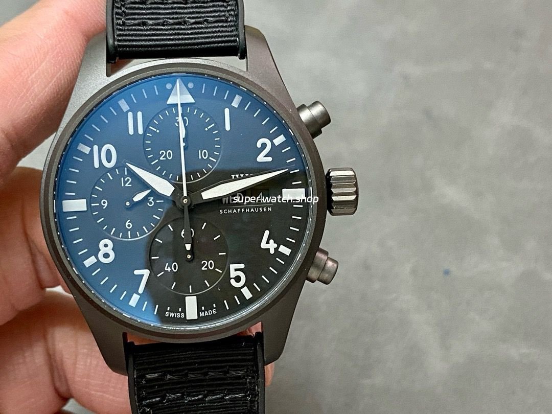 TW-Factory-IWC-Pilot-Chronograph-Top-Gun-IW388106-41mm-Titanium-Textile-Strap-White-Arabic-Numerals-4.jpg TW Factory IWC Pilot Chronograph Top Gun IW388106 41mm Titanium Textile Strap White Arabic Numerals Black Dial - Image 1