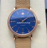 TW Factory IWC Portofino Midsize Automatic Moonphase IW459006 37.1mm Rose Gold Leather Strap Blue Dial