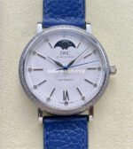 TW Factory IWC Portofino Midsize Automatic Moonphase IW659601 37.1mm Steel Blue Leather Strap White Dial