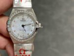 TW Factory Omega Constellation Quartz 123.15.27.60.55.003 27mm Diamond Bezel Full Steel Mother Of Pearl Dial