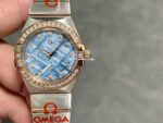 TW Factory Omega Constellation Quartz 131.25.28.60.99.001 27mm Diamond Bezel Half Rose Gold Steel Diamond Blue Dial
