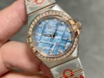 TW Factory Omega Constellation Quartz 131.25.28.60.99.001 27mm Diamond Bezel Half Rose Gold Steel Diamond Blue Dial - Image 3