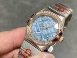 TW Factory Omega Constellation Quartz 131.25.28.60.99.001 27mm Diamond Bezel Half Rose Gold Steel Diamond Blue Dial - Image 4