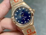 TW Factory Omega Constellation Quartz 131.55.25.60.53.002 27mm Diamond Bezel Full Rose Gold Diamond Gypsophila Blue Dial - Image 2