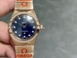 TW Factory Omega Constellation Quartz 131.55.25.60.53.002 27mm Diamond Bezel Full Rose Gold Diamond Gypsophila Blue Dial