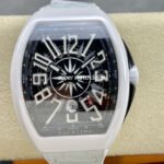 T+plus Factory Franck Muller V45 Yacht Limited Edition 45mm White Ceramic Rubber Strap White Arabic Numerals Black Dial