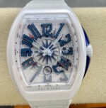 T+plus Factory Franck Muller V45 Yacht Limited Edition 45mm White Ceramic Rubber Strap Blue Arabic Numerals White Dial