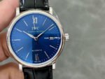 V7 Factory IWC Portofino Automatic IW356512 40mm White Gold Leather Strap Roman Numerals Blue Dial