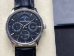 V9 Factory Jaeger-LeCoultre Master Ultra Thin Perpetual Q1308470 39mm Steel Leather Strap Black Dial