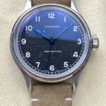 VC+ Factory Longines Heritage L28194932 38.5mm Steel Calf skin Strap Arabic Numerals Black Dial