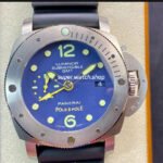 VS Factory Panerai Luminor Submersible GMT PAM 00719 47mm Titanium Black Rubber Strap Blue Dial