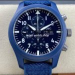 VVS Factory IWC Pilot Chronograph Top Gun IW389404 42mm Ceramic Rubber Strap Arabic Numerals Blue Dial