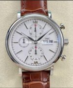 VVS Factory IWC Portofino Chronograph IW391007 42mm Steel Leather Strap Silver Dial
