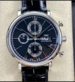 VVS Factory IWC Portofino Chronograph IW391008 42mm Steel Leather Strap Black Dial