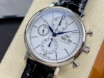 VVS Factory IWC Portofino Chronograph IW391024 42mm Steel Leather Strap White Dial - Image 3