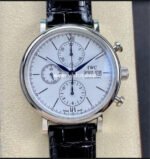 VVS Factory IWC Portofino Chronograph IW391024 42mm Steel Leather Strap White Dial