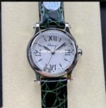 YF Factory Chopard Happy Sport 278590-3001 30mm Steel Green Leather Strap Roman Numerals White Dial
