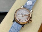 YF Factory Chopard Happy Sport 278590-6001 30mm Rose Gold Bezel Steel Sky Blue Leather Strap Roman Numerals White Dial - Image 3