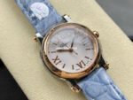 YF Factory Chopard Happy Sport 278590-6001 30mm Rose Gold Bezel Steel Sky Blue Leather Strap Roman Numerals White Dial - Image 2