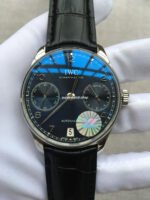 YL Factory IWC Portuguese IW500109 42mm Steel Leather Strap Steel Arabic Number Black Dial