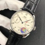 YL Factory IWC Portuguese IW500710 42.3mm Steel Leather Strap Silver Arabic Number White Dial - Image 4