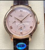 YMS Factory Omega De Ville Prestige 434.23.41.21.09.001 41mm Yellow Gold Leather Strap Roman Numerals Champagne Dial