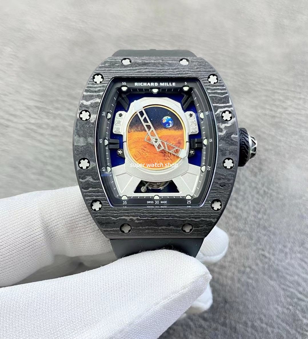 YS-Factory-Richard-Mille-RM52-05-43mm-Carbon-Fiber-Black-Rubber-Strap-Skeletonized-Dial-7.jpg YS Factory Richard Mille RM52-05 43mm Carbon Fiber Black Rubber Strap Skeletonized Dial - Image 1