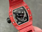 YS Factory Richard Mille Skull RM 52-01 44mm Red Carbon Fiber Red Rubber Strap Skeletonized Skull Dial - Image 7
