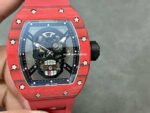 YS Factory Richard Mille Skull RM 52-01 44mm Red Carbon Fiber Red Rubber Strap Skeletonized Skull Dial
