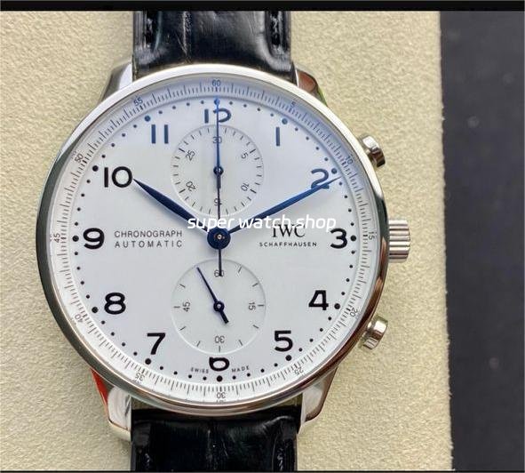 ZF-Factory-IWC-Portuguese-Chronograph-IW371602-40mm-Steel-Leather-Strap-Arabic-Numerals-White-Dial-2.jpg ZF Factory IWC Portuguese Chronograph IW371602 40mm Steel Leather Strap Arabic Numerals White Dial - Image 1