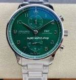 ZF Factory IWC Portuguese Chronograph IW371615 41mm Steel Leather Strap Green Dial