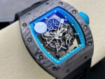 ZF Factory Richard Mille RM 055 42.7mm Carbon Fiber Black Rubber Strap Skeletonized Blue Dial - Image 2