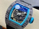 ZF Factory Richard Mille RM 055 42.7mm Carbon Fiber Black Rubber Strap Skeletonized Blue Dial - Image 3