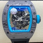 ZF Factory Richard Mille RM 055 42.7mm Carbon Fiber Black Rubber Strap Skeletonized Blue Dial