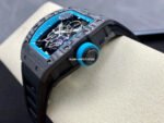 ZF Factory Richard Mille RM 055 42.7mm Carbon Fiber Black Rubber Strap Skeletonized Blue Dial - Image 6