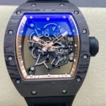 ZF Factory Richard Mille RM 055 42.7mm Carbon Fiber Black Rubber Strap Skeletonized Rose Gold Dial